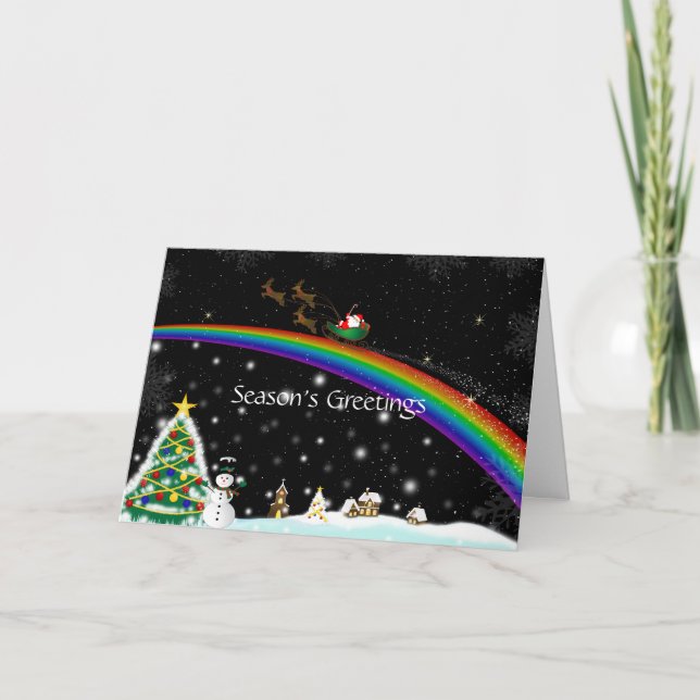 Rainbow Santa Christmas Card (Front)