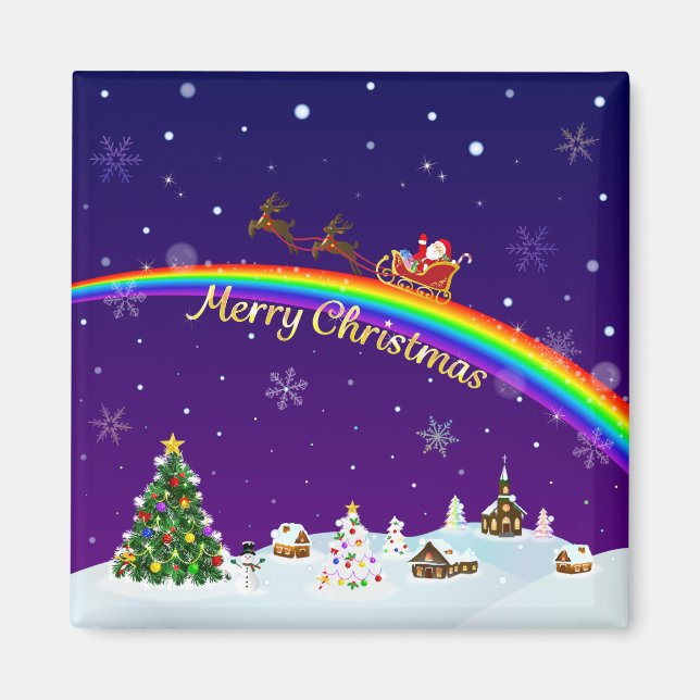 Rainbow Santa Claus Magnet (Front)