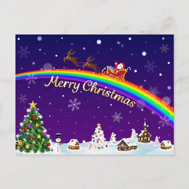 Rainbow Santa Claus Postcard (Front)