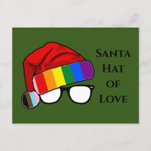 Rainbow Santa Hat of Love  Holiday Postcard