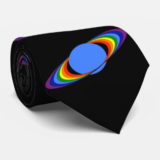 Rainbow Saturn Necktie for Astronomers, Black