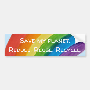 RAINBOW Save my planet (customisable) Bumper Sticker
