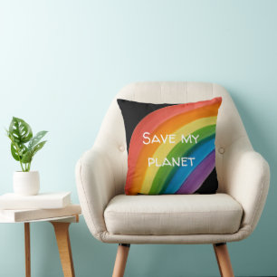 RAINBOW Save my planet (customisable) Cushion