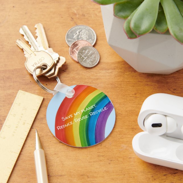 RAINBOW Save my planet (customisable) Key Ring (Desk)