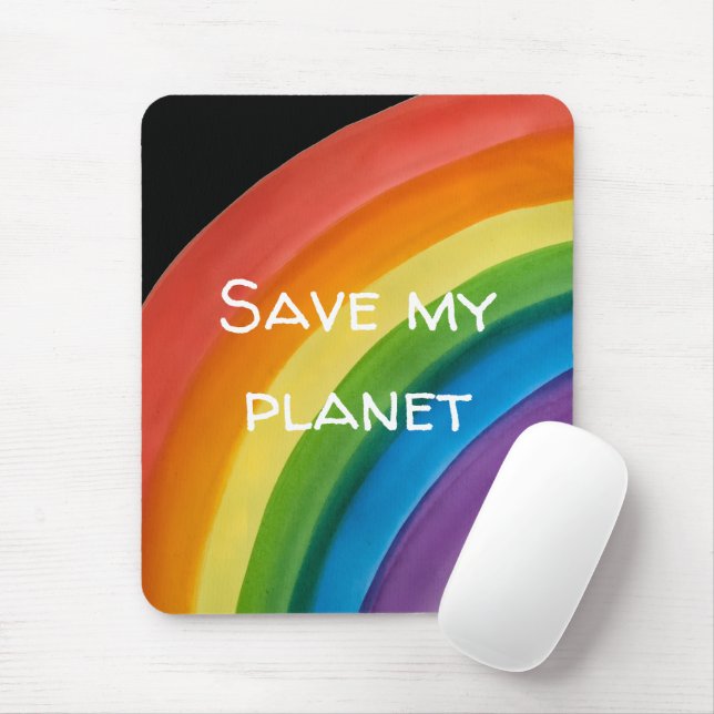 RAINBOW Save my planet (customisable) Mouse Mat (With Mouse)