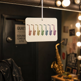 Rainbow Saxophone Art Car Air Freshener