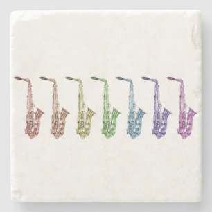 Rainbow Saxophone Art Stone Coaster