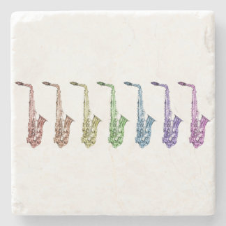 Rainbow Saxophone Art Stone Coaster
