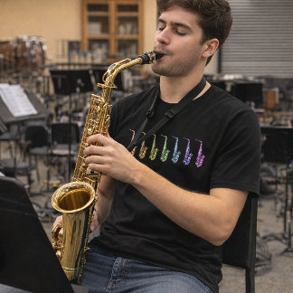 Rainbow Saxophone Colourful Jazz Music Instrument T-Shirt