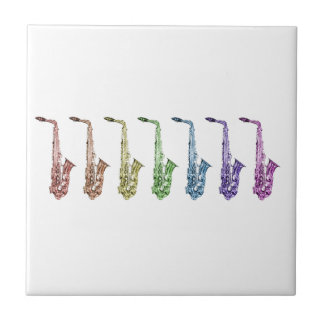 Rainbow Saxophone Colourful Jazz Tile