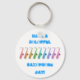 Rainbow Saxophone Keychain