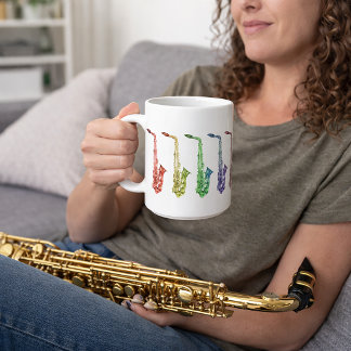Rainbow Saxophone Lineup For Sax Player Coffee Mug