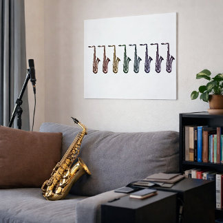 Rainbow Saxophone Lineup Music Lover Art Poster
