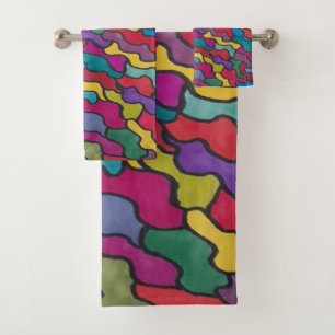 Rainbow Scales Abstract Bath Towel Set