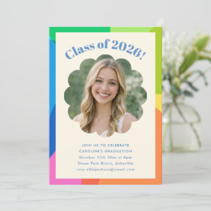 Rainbow Scallop Photo 2026 Class Graduation Party Invitation