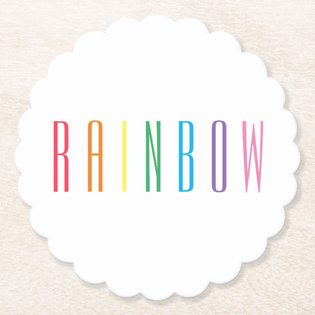 RAINBOW Scalloped Round Paper Coasters (Front)