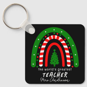 Rainbow school teacher keychain