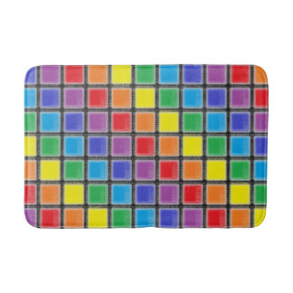 Rainbow Scratched Squares Bath Mat