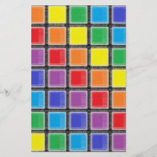 Rainbow Scratched Squares Stationery (Front)