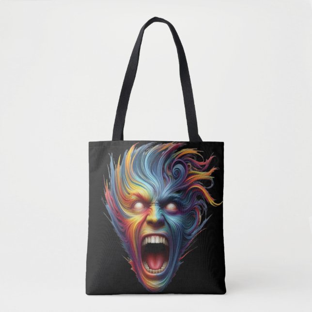 Rainbow Scream: Psychedelic Emotional Release Tote Bag (Front)