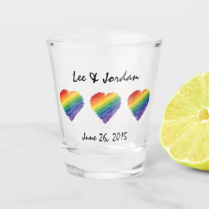 Rainbow Scribble Heart Customisable Shot Glass