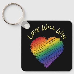 Rainbow scribble heart keychain