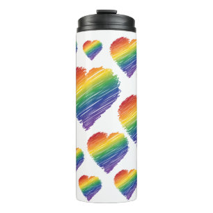 Rainbow scribble heart tumbler