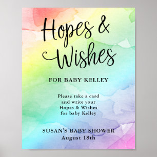 Rainbow Script Baby Shower Hopes & Wishes Poster