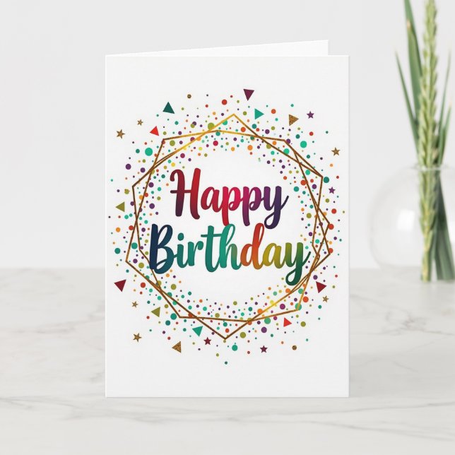 Rainbow Script Birthday Card (Front)