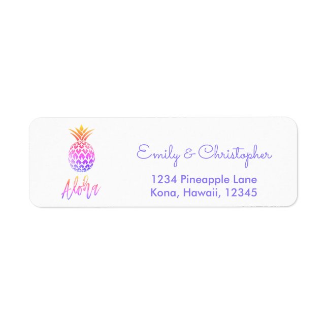 Rainbow Script Wedding Aloha Pineapple (Front)