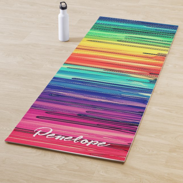 Rainbow Script Writing Custom Name Yoga Mat (In Situ)