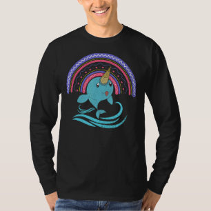 Rainbow Sea Creature Ocean Animal Whale Cute Narw T-Shirt