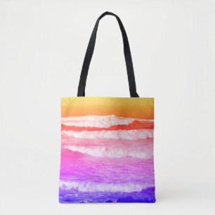 Rainbow sea fashion tote bag