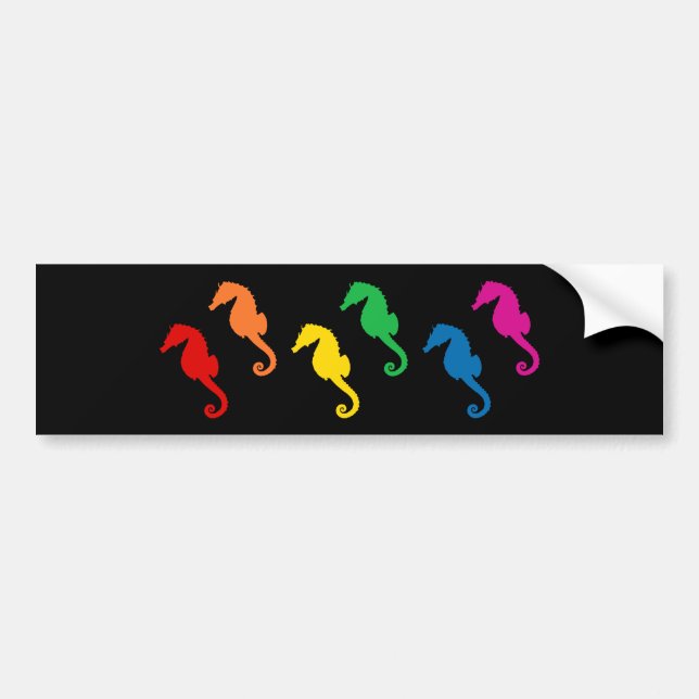 Rainbow Seahorses Bumper Sticker (Front)