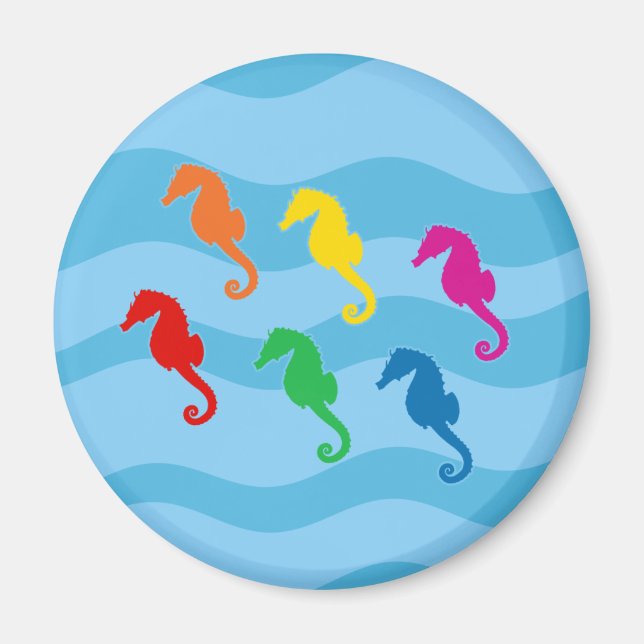 Rainbow Seahorses Magnet (Front)