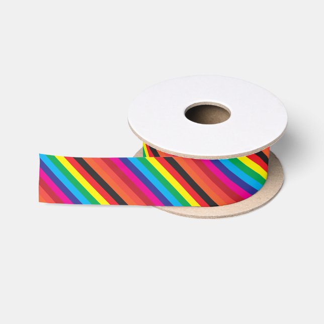 rainbow seamless diagonal satin ribbon (Spool)