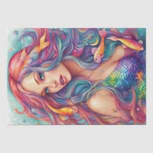 Rainbow Seas: Mermaid in Pastel Ocean Decoupage Tissue Paper