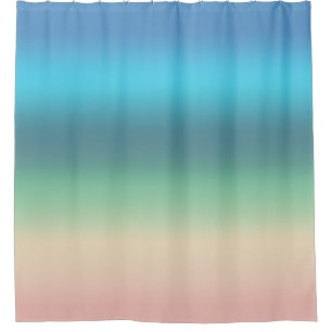 Rainbow Seashore Beach in Gradient Stripes Shower Curtain