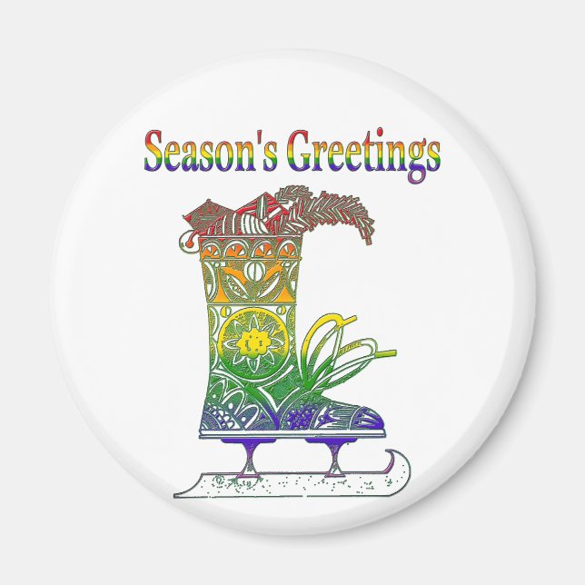 Rainbow Season's Greetings Magnet (Front)