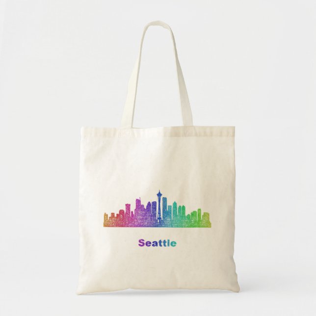 Rainbow Seattle skyline Tote Bag (Front)