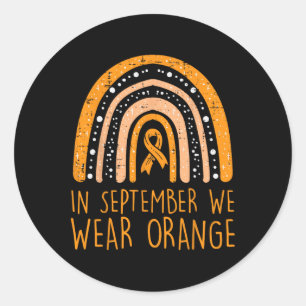 Rainbow September We Wear Orange Leukaemia Awarene Classic Round Sticker