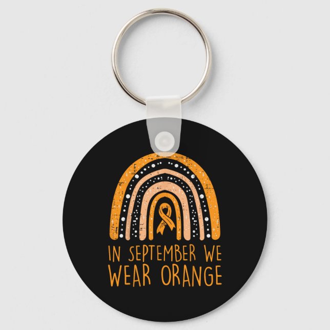 Rainbow September We Wear Orange Leukaemia Awarene Key Ring (Front)