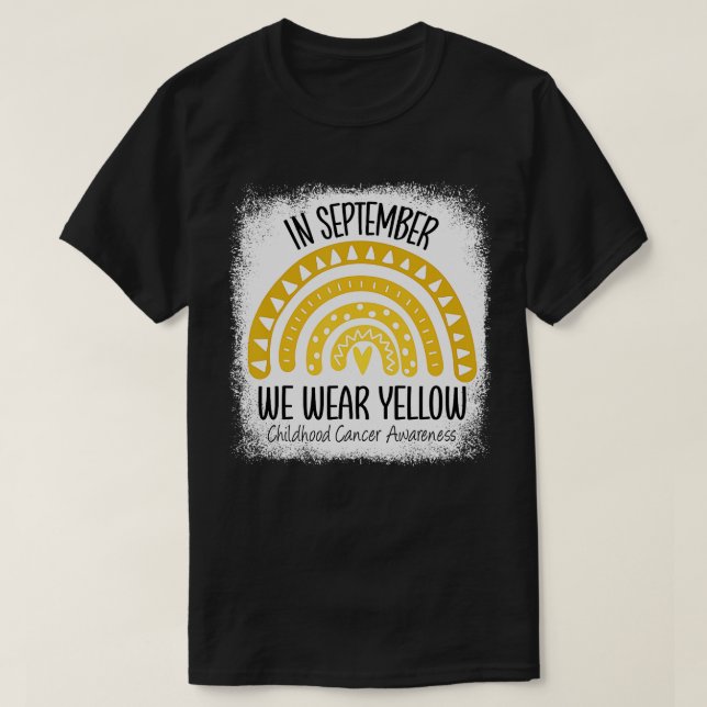 Rainbow September We Wear Yellow Childhood Cancer  T-Shirt (Design Front)