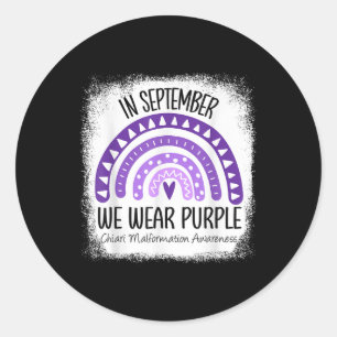 Rainbow September Wear Purple Chiari Malformation  Classic Round Sticker