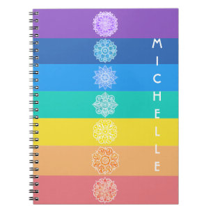 Rainbow Seven Chakras White Mandalas Notebook