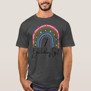 Rainbow Seven Year Girl Birthday Party Boho Family T-Shirt