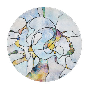 Rainbow shards, stained glass unity cutting board