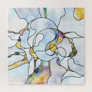 Rainbow shards, stained glass unity jigsaw puzzle