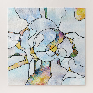 Rainbow shards, stained glass unity jigsaw puzzle