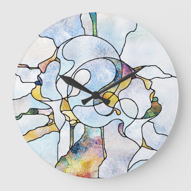 Rainbow shards, stained glass unity large clock (Front)